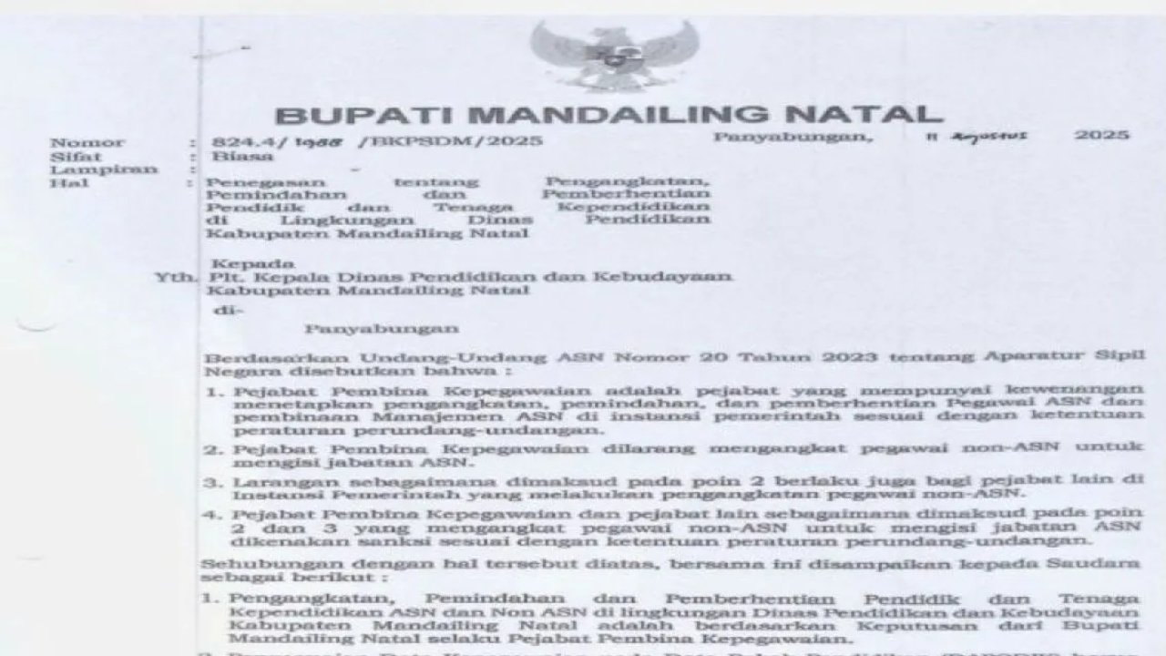 Kejutan di Madina: Nota Penugasan Guru PPPK Tiba-Tiba Dibatalkan Disdikbud